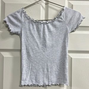 Brandy Melville Cropped Short Sleeve Ribbed Top - Size Juniors 16 - VGUC